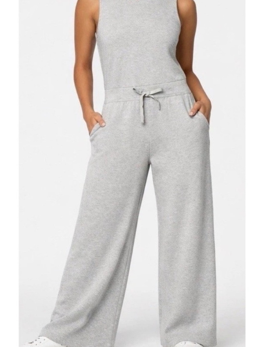 Nwt Spanx airessentials jumpsuit Women's Wide-Leg Gray with Drawstring Waist